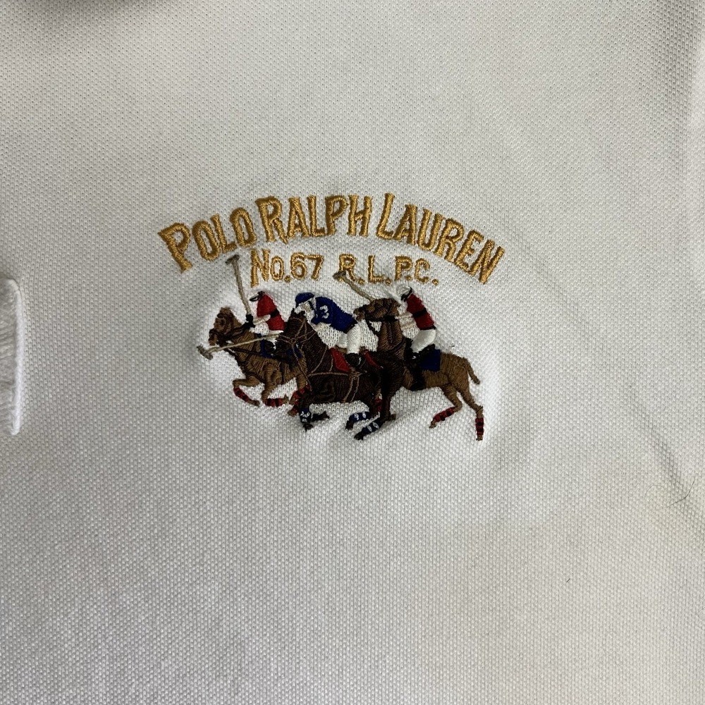 Polo Ralph Lauren Custom Fit Triple-Pony Stampede Mesh Polo Shirt Size XL White - Picture 3 of 10